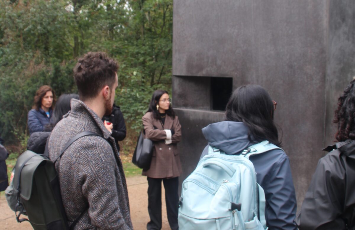 Discussion in front of the Memorial to Homosexuals Persecuted Under Nazism, which was opened in 2008